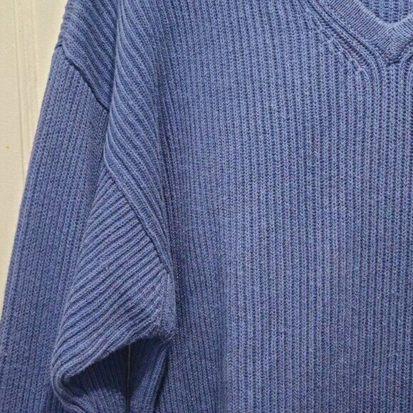 Vintage Creem Comp Menswear Blue Knit V-Neck Sweater XL - Picture 8 of 13